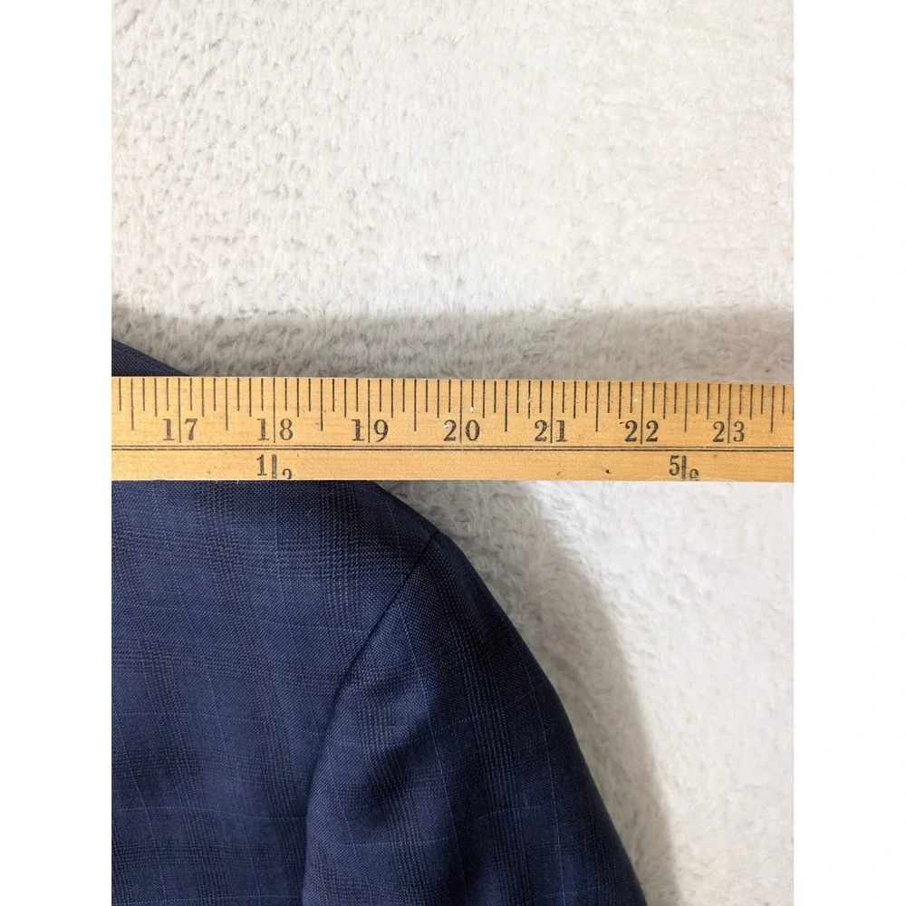 Jos.‎ A. Bank Traveler Blazer Mens 44L Blue Glen Plaid 100% Wool 2-Button Jacket